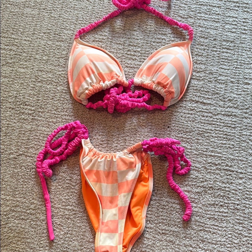 Aerie Bright Pink and Orange Bikini